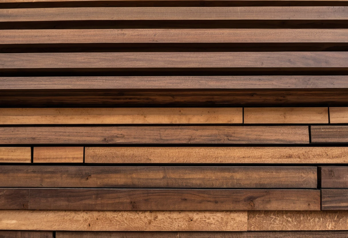 Stacked kiln-dried walnut boards with visible grain in a timber seasoning warehouse