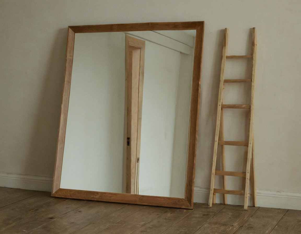How should you test floor mirror placement before buying or drilling editorial visual